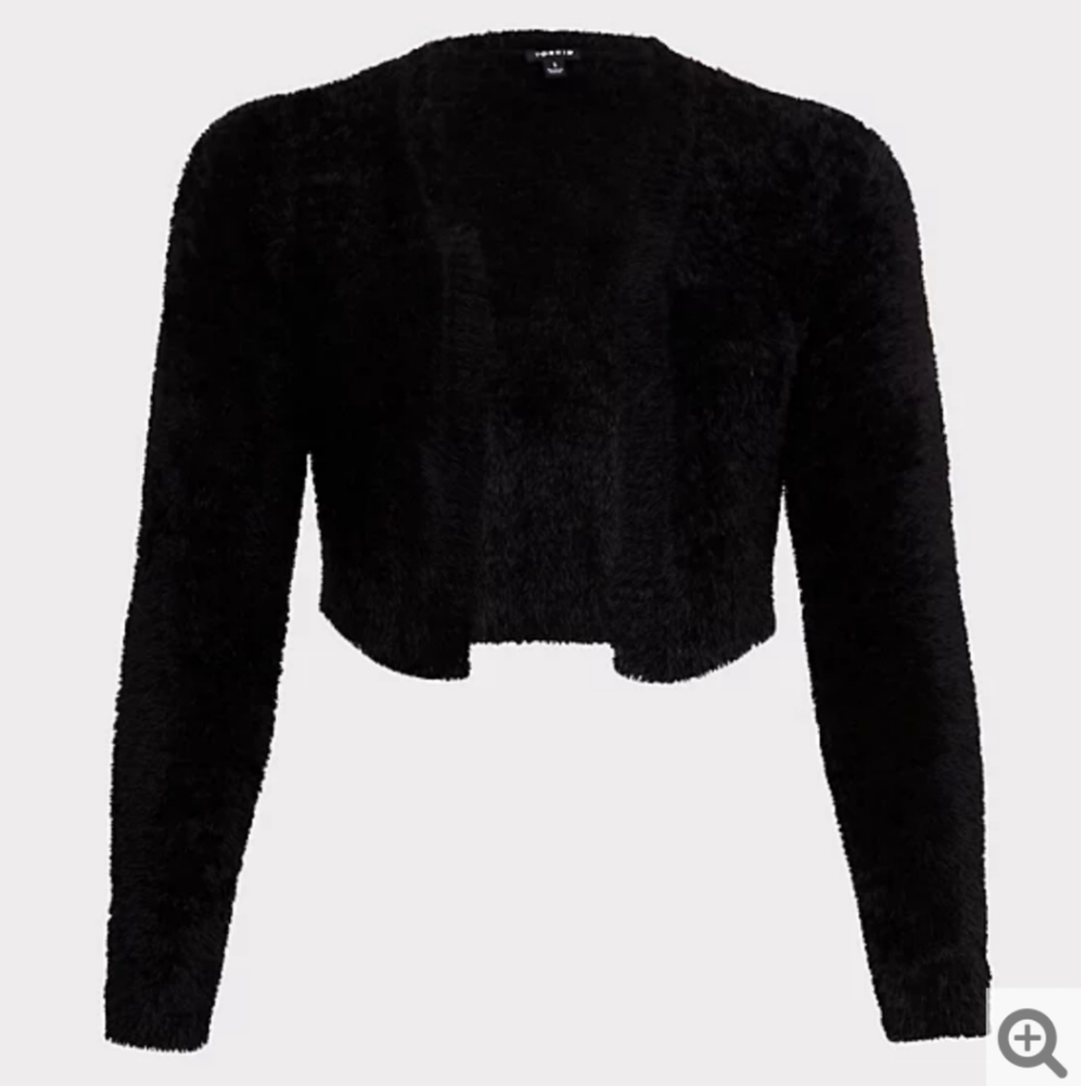Torrid Black Fuzzy Knit Open Front Shrug Size 5